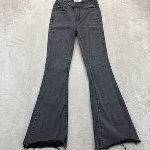 Banjara Denim Jeans Women's‎ 24 Flare Distressed Raw Trouser Hem Gray Slim Fit